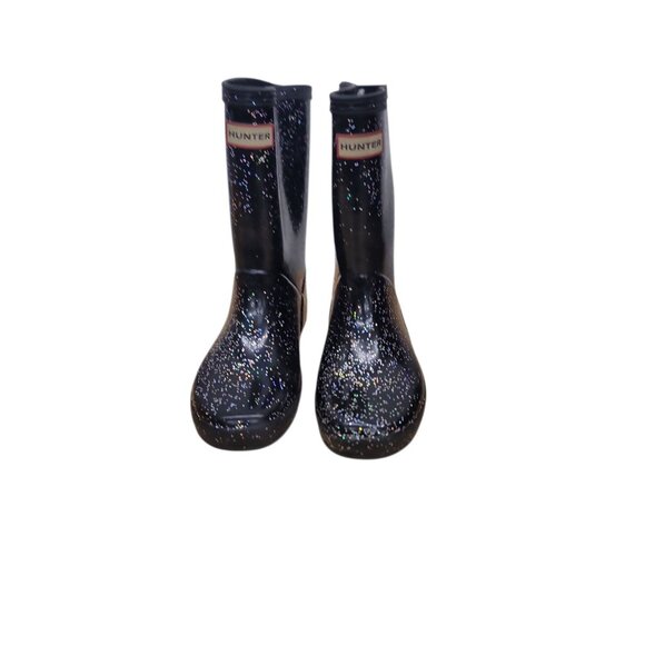 Hunter Kids First Classic Glitter Slip On Wellington Unisex Boot Black US 12 - Picture 1 of 7